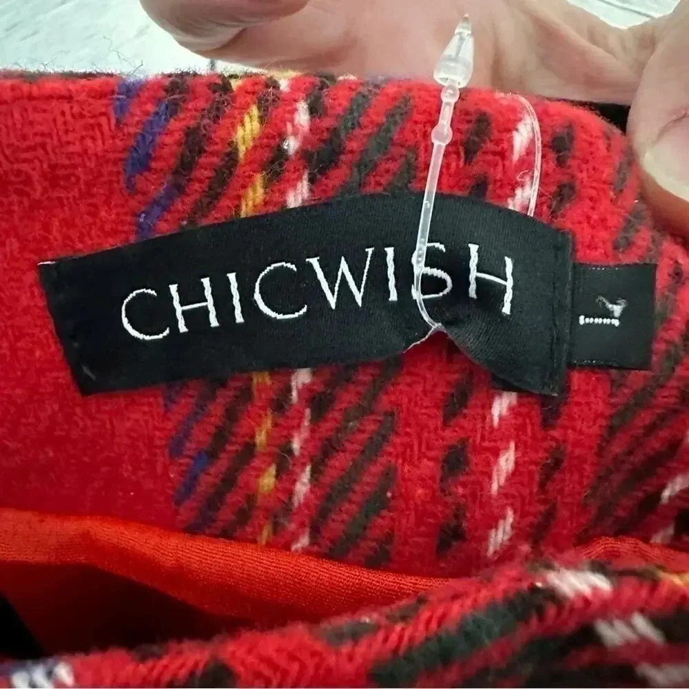 Chicwish Womens plaid woven mini skirt, new with tags size large